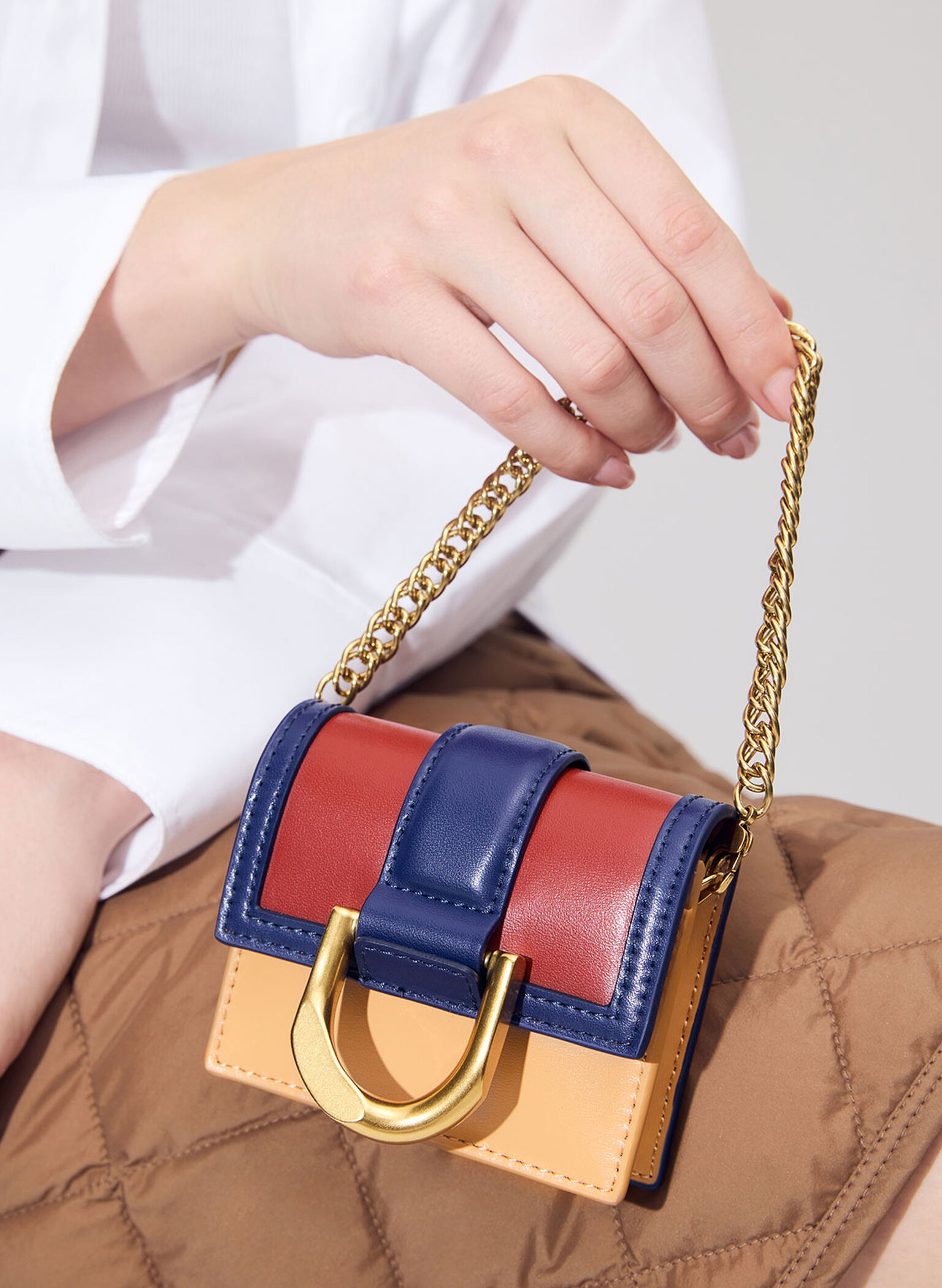 Gabine Colour-Block Chain-Link Cardholder, Multi, hi-res