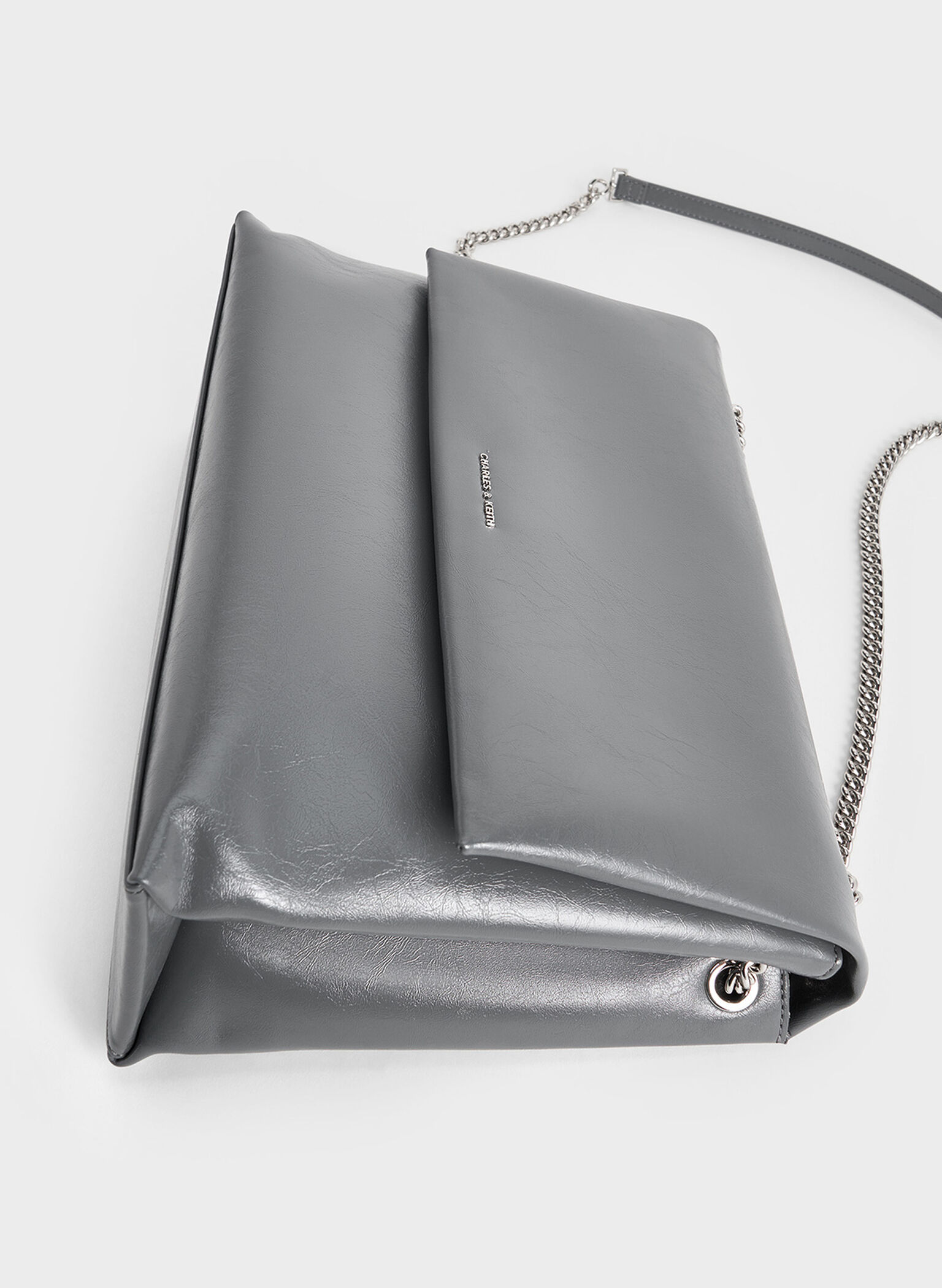 Sianna Chain-Handle Shoulder Bag, Grey, hi-res