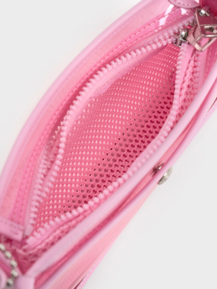Norah See-Through Mesh Shoulder Bag, Bubble Gum Pink, hi-res