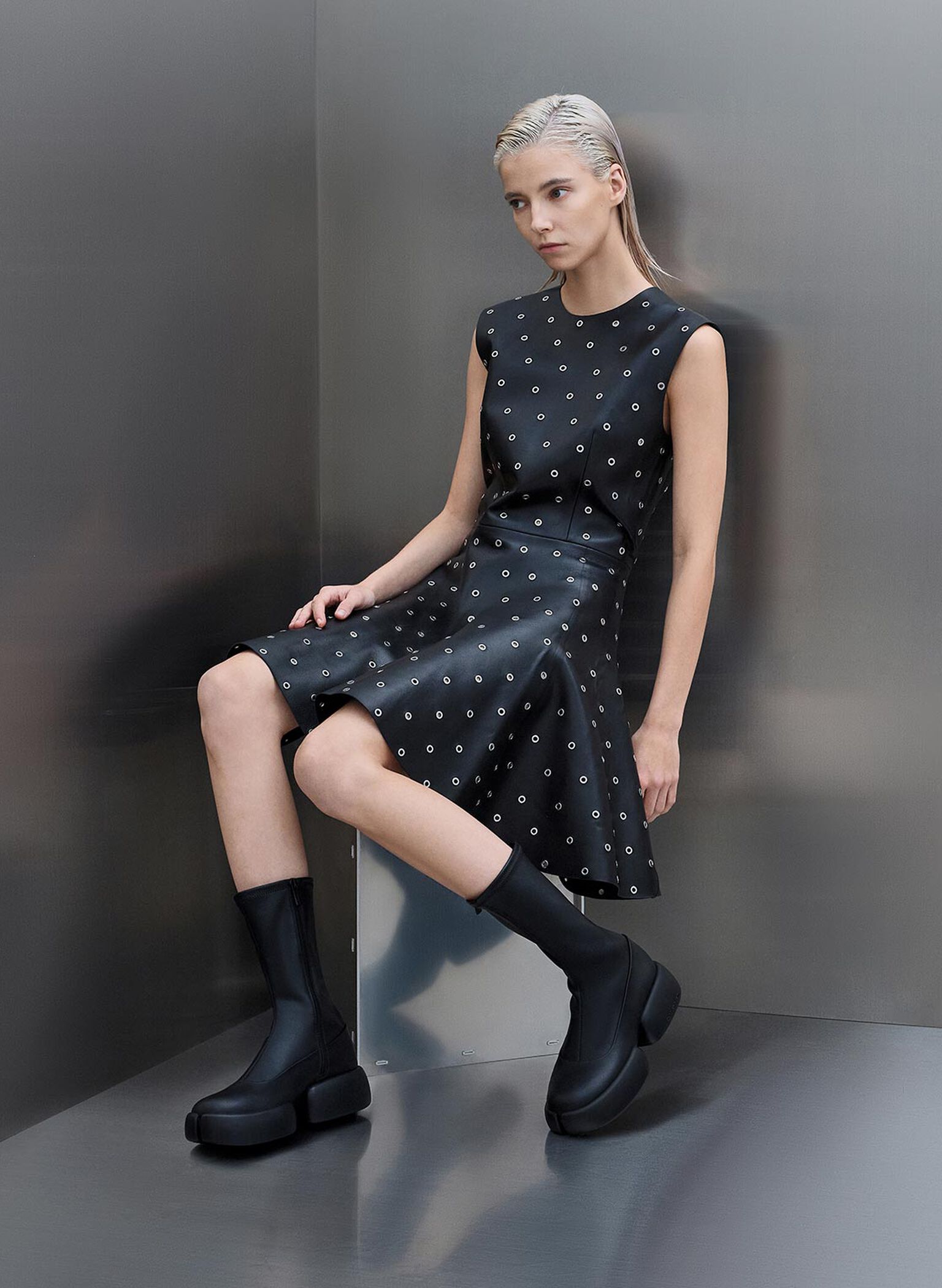 Jamie Side-Zip Platform Calf Boots, Black, hi-res