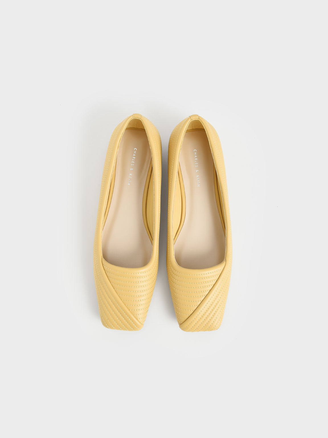 Stitch-Trim Square Toe Ballerina Flats, Yellow, hi-res