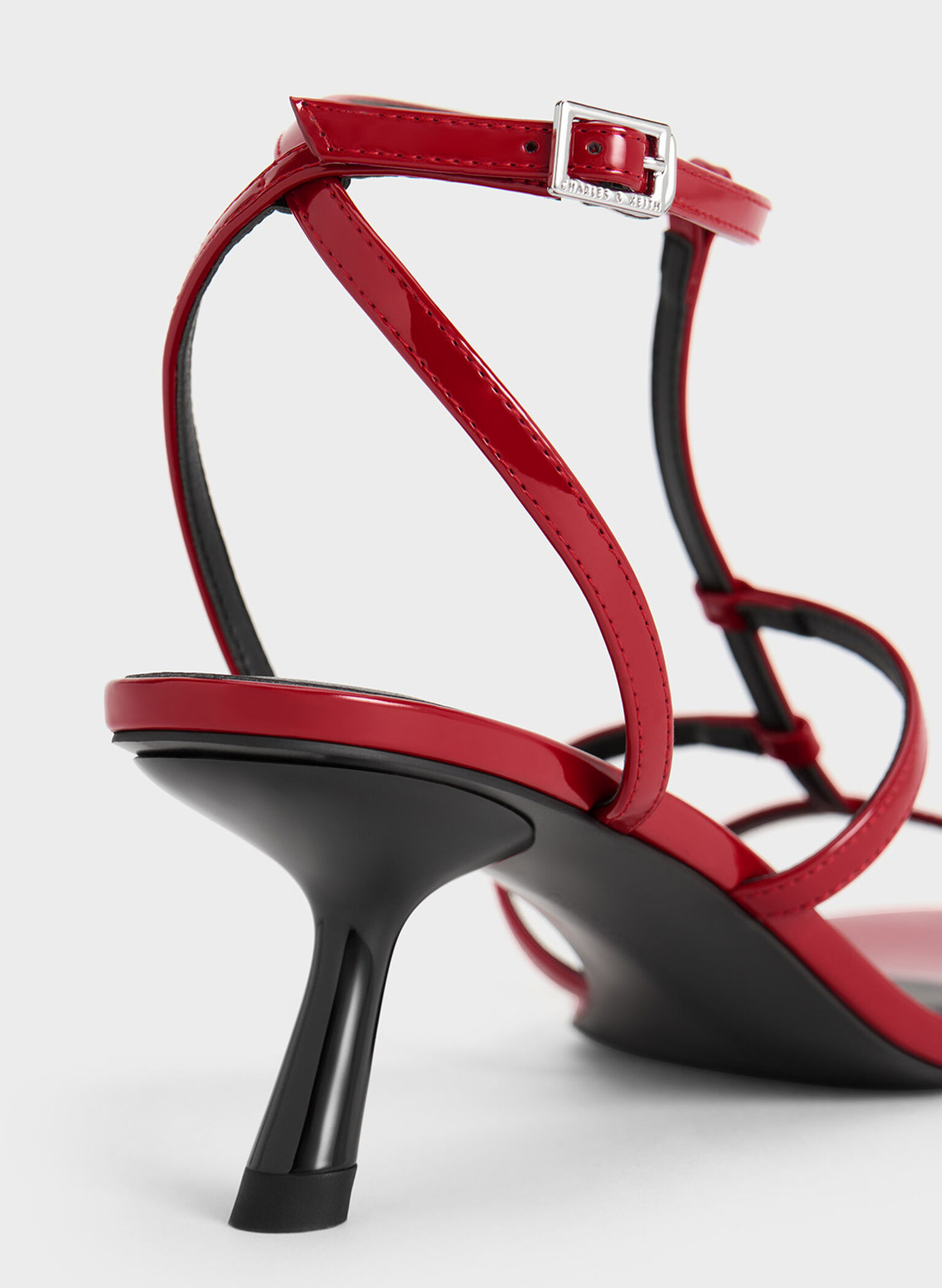 Clara Asymmetric T-Bar Sandals, Red, hi-res