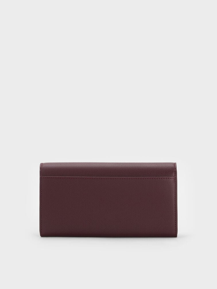 Briony Curved Flap Long Wallet, Wineberry Red, hi-res