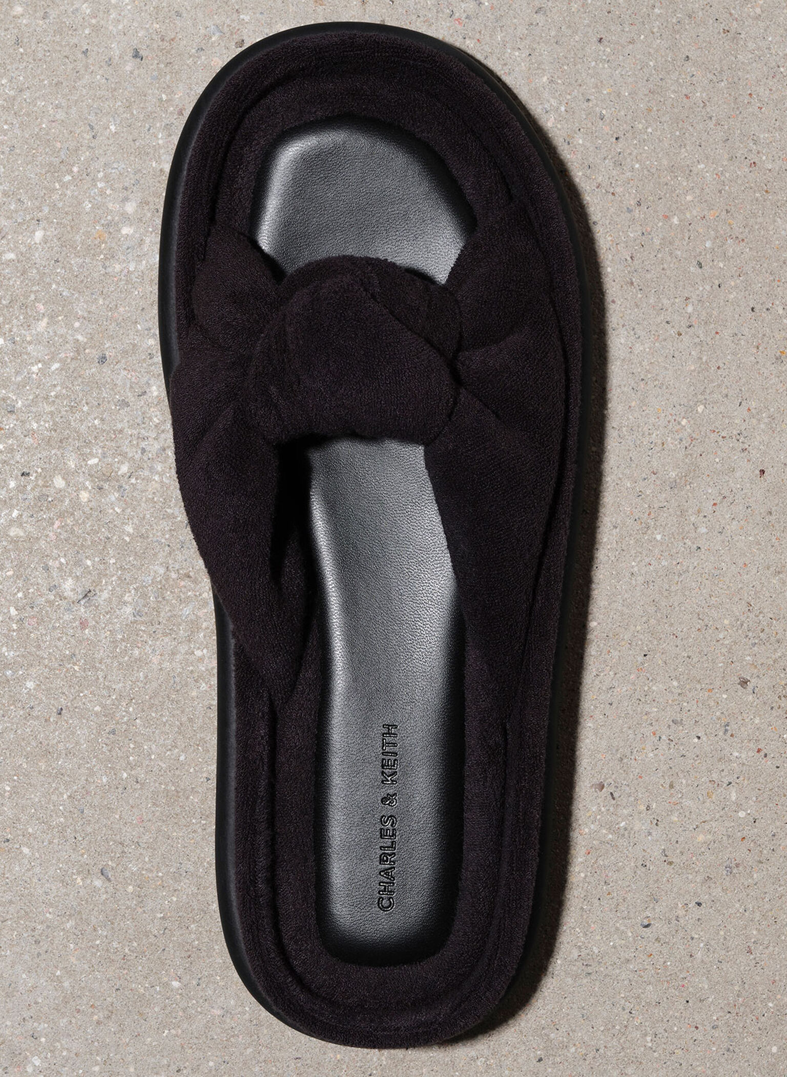 Loey Textured Knotted Slides, Black Textured, hi-res
