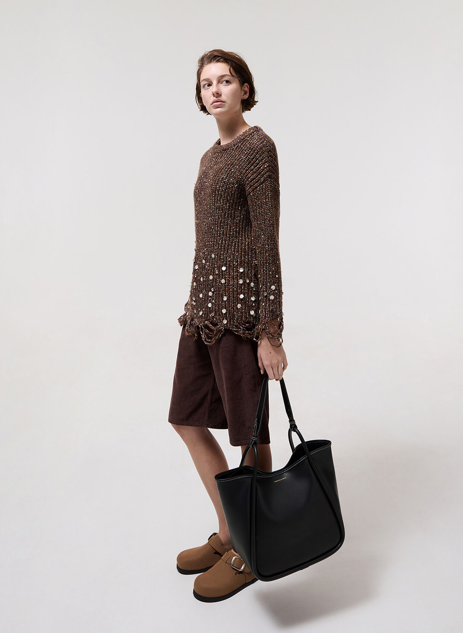 Lyla Tubular Slouchy Tote Bag, Black, hi-res