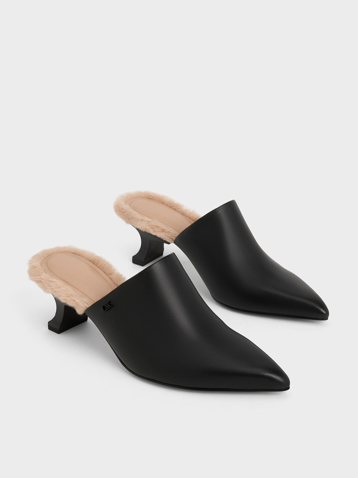 Black mules wooden heel sales