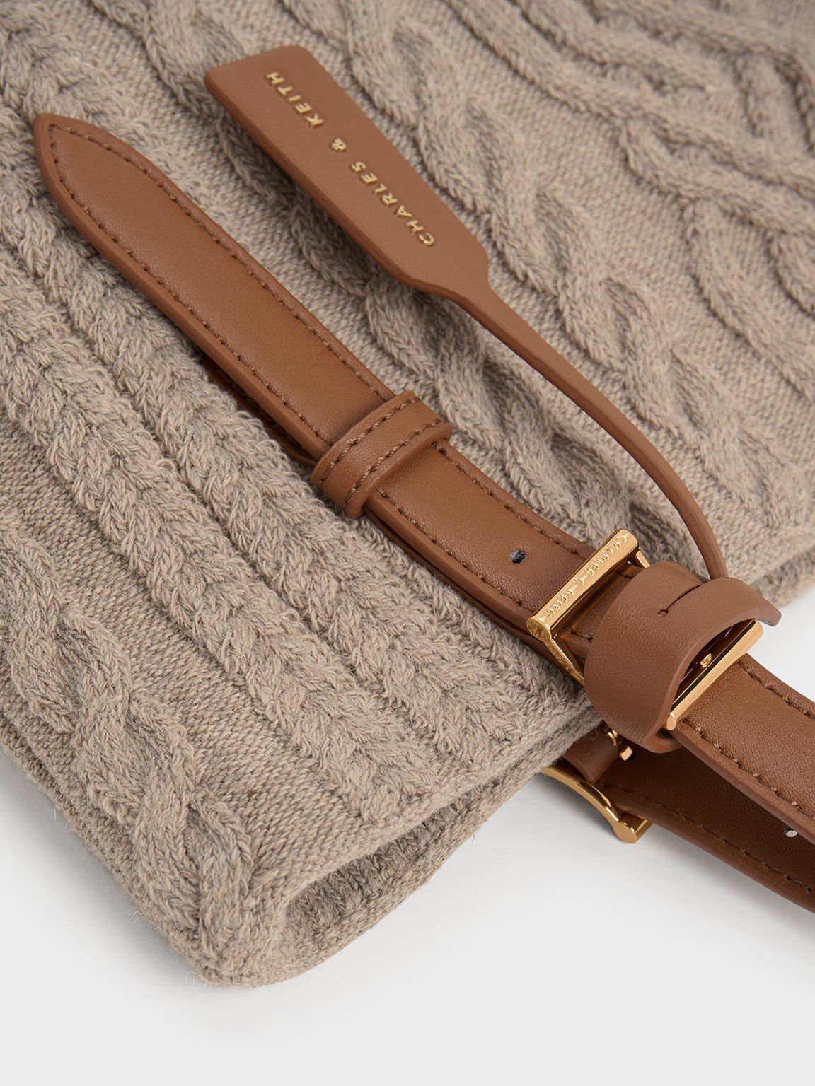 Taupe Apolline Textured Tote Bag CHARLES KEITH UK