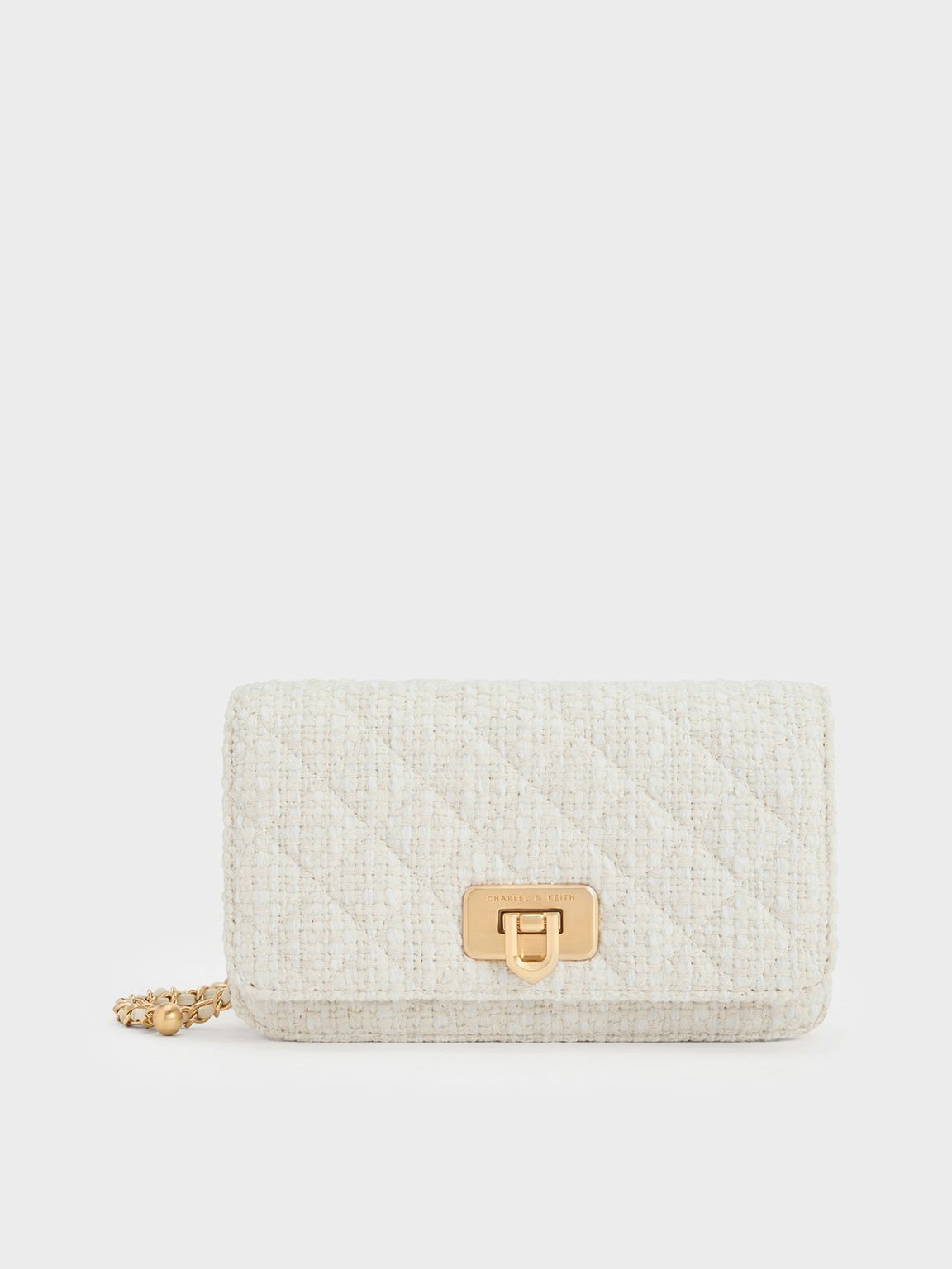 Cressida Tweed Push Lock Clutch Chalk