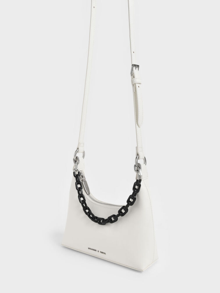 Koi Chain Handle Shoulder Bag, White, hi-res