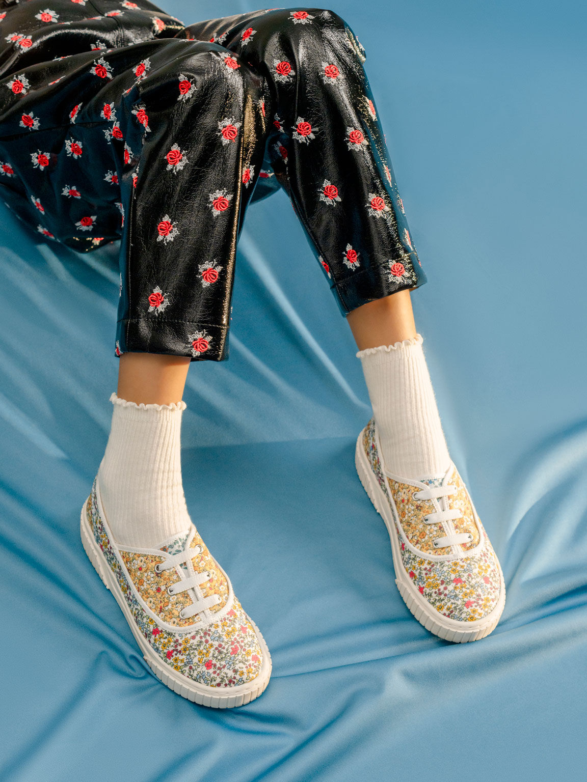 Girls' Printed Cotton Sneakers, Multi, hi-res