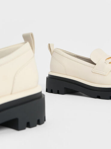 Gabine Leather Pull-Tab Loafers, Chalk, hi-res