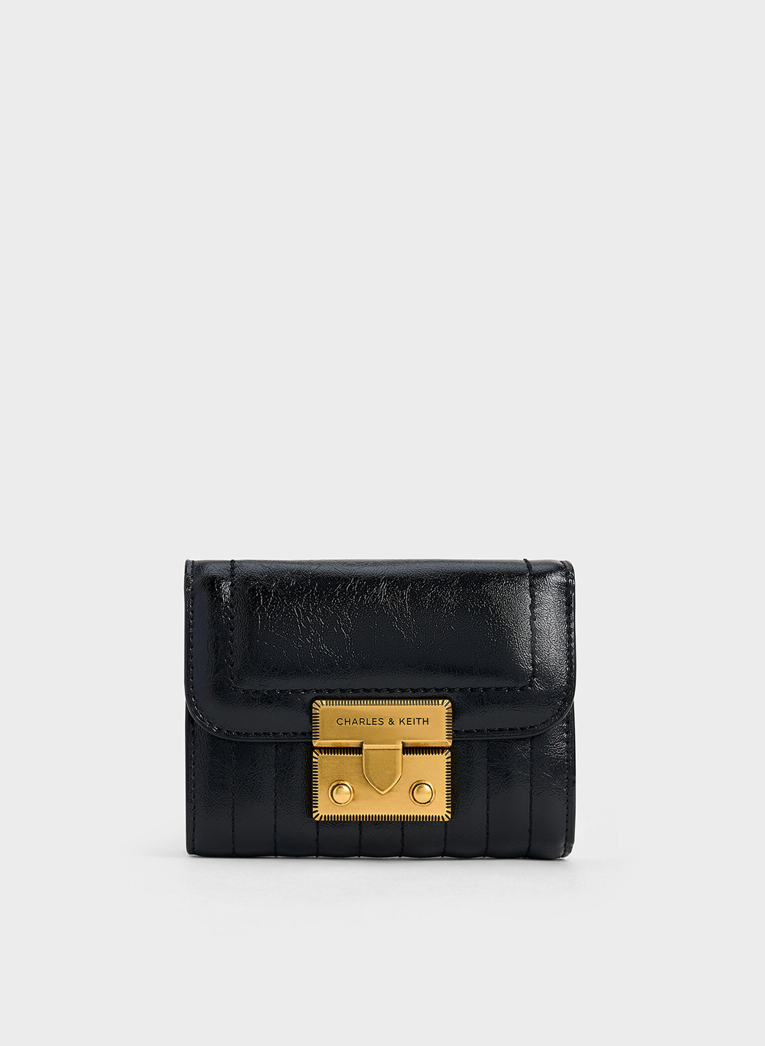 Donna Crinkle-Effect Wallet, Black, hi-res