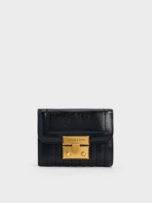 Donna Crinkle-Effect Wallet, Black, hi-res