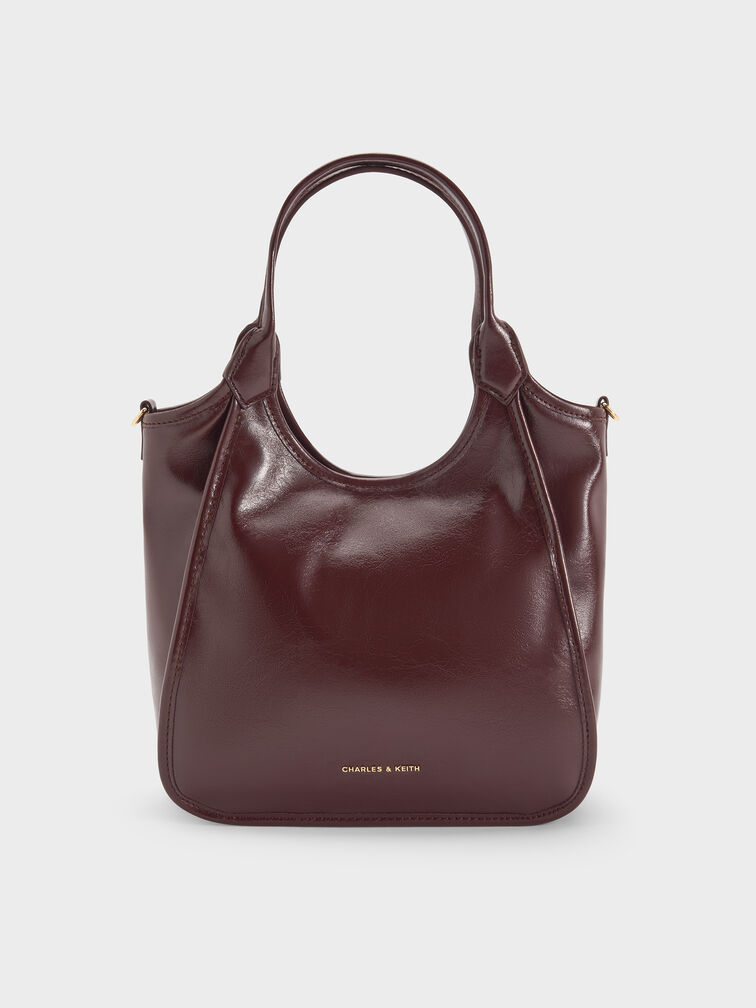 Mini Sianna Crinkle-Effect Slouchy Tote Bag, Wineberry Red, hi-res