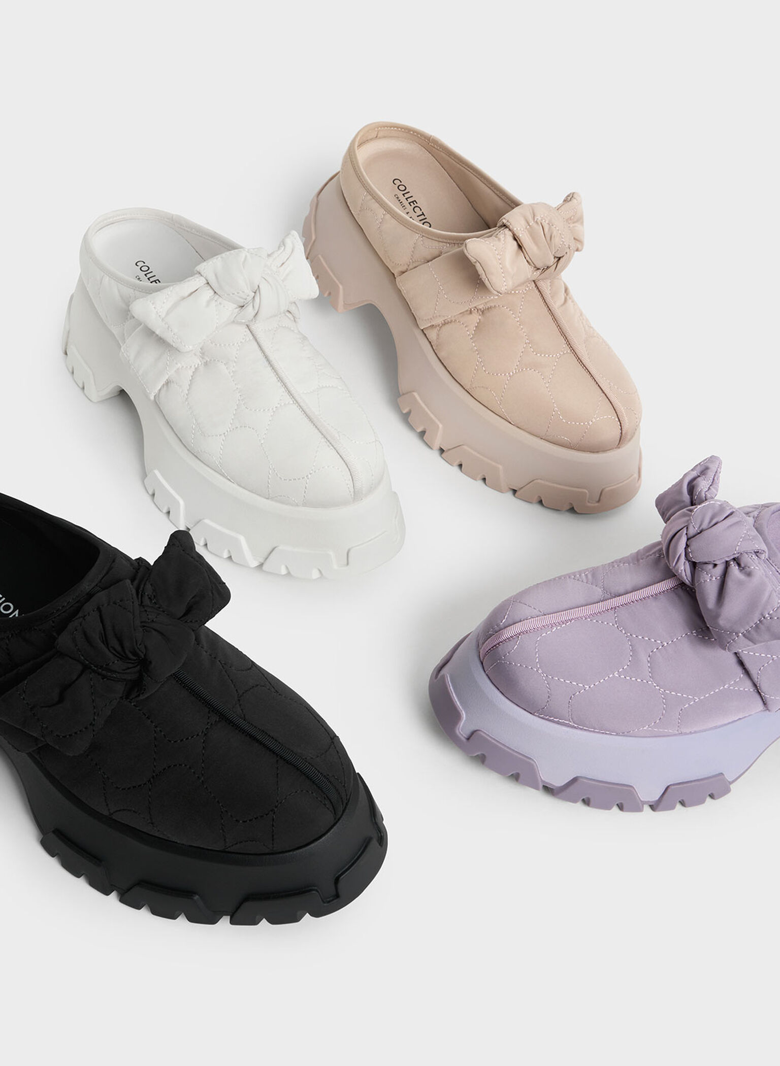 Recycled Polyester Knotted Platform Mules, White, hi-res