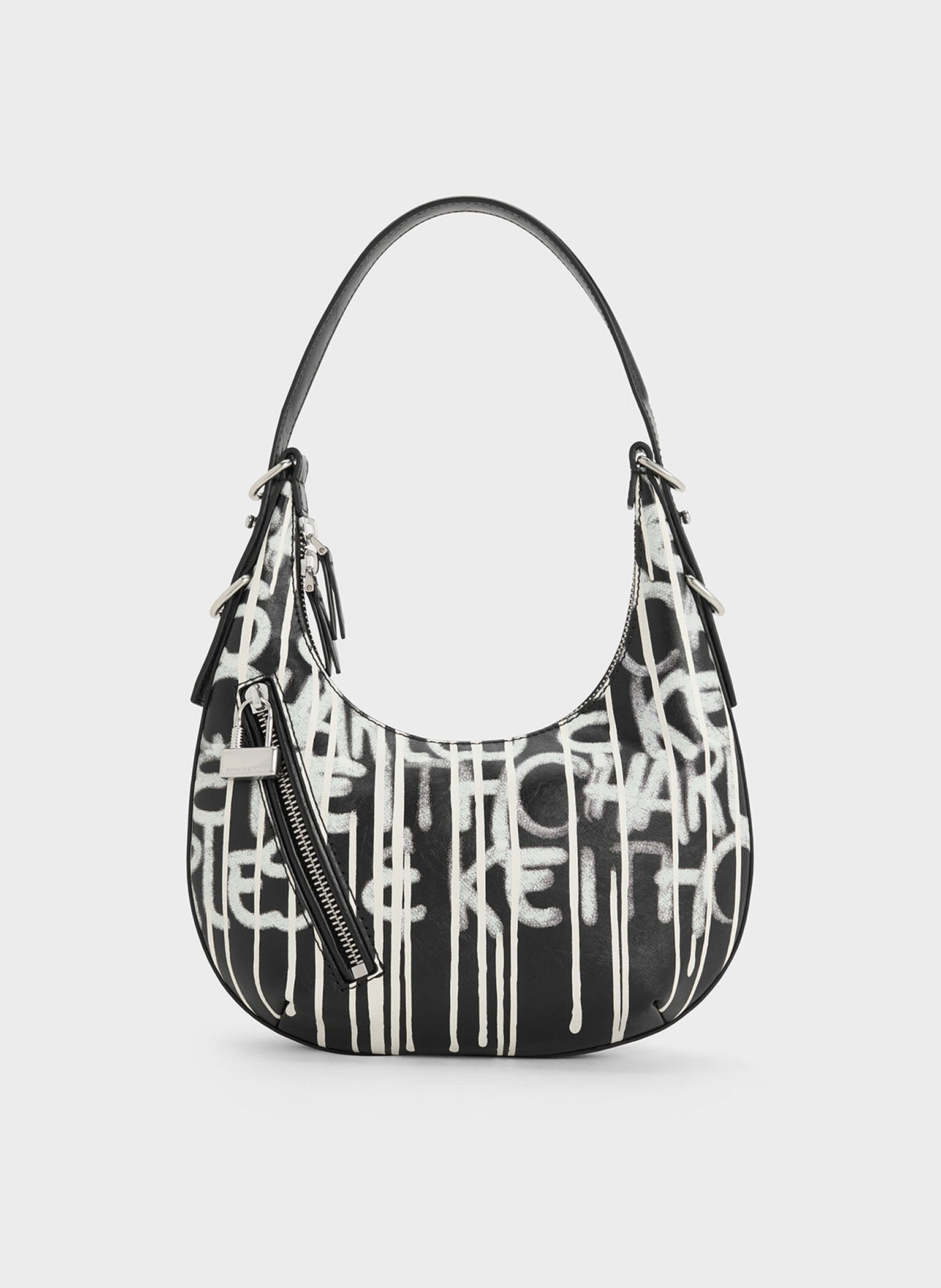 Swing Padlock Printed Crescent Bag, Multi, hi-res