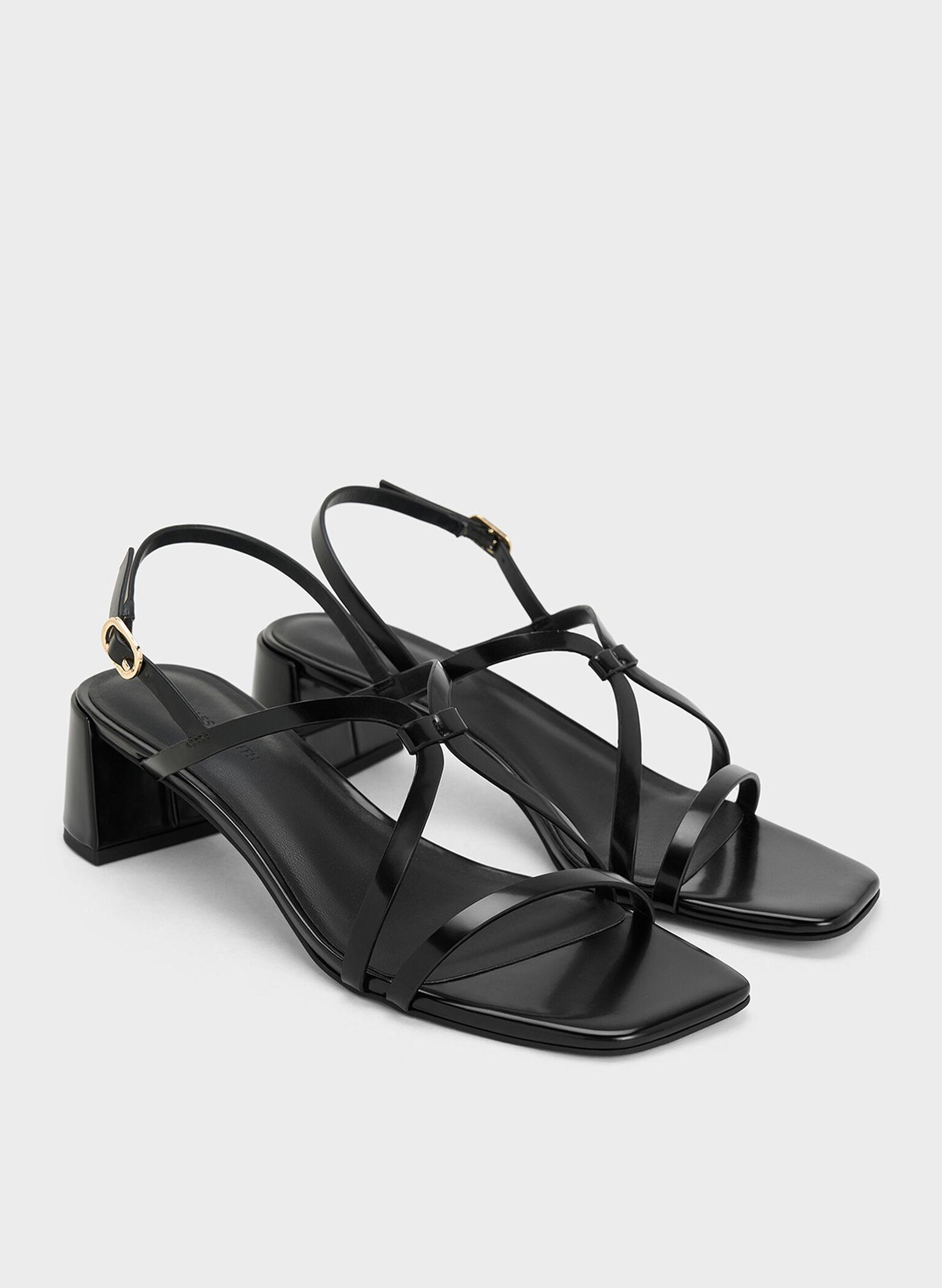 Strappy Block-Heel Slingback Sandals, Black Box, hi-res