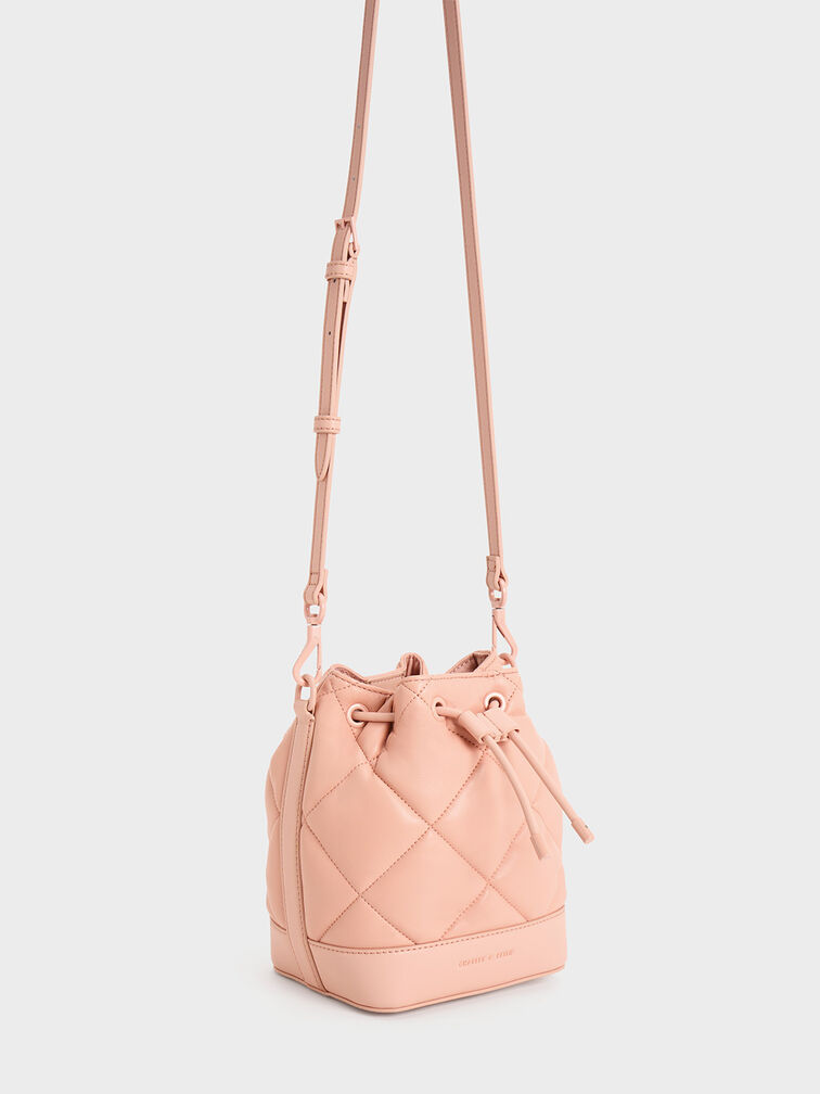 Lin Quilted Bucket Bag, Pink, hi-res