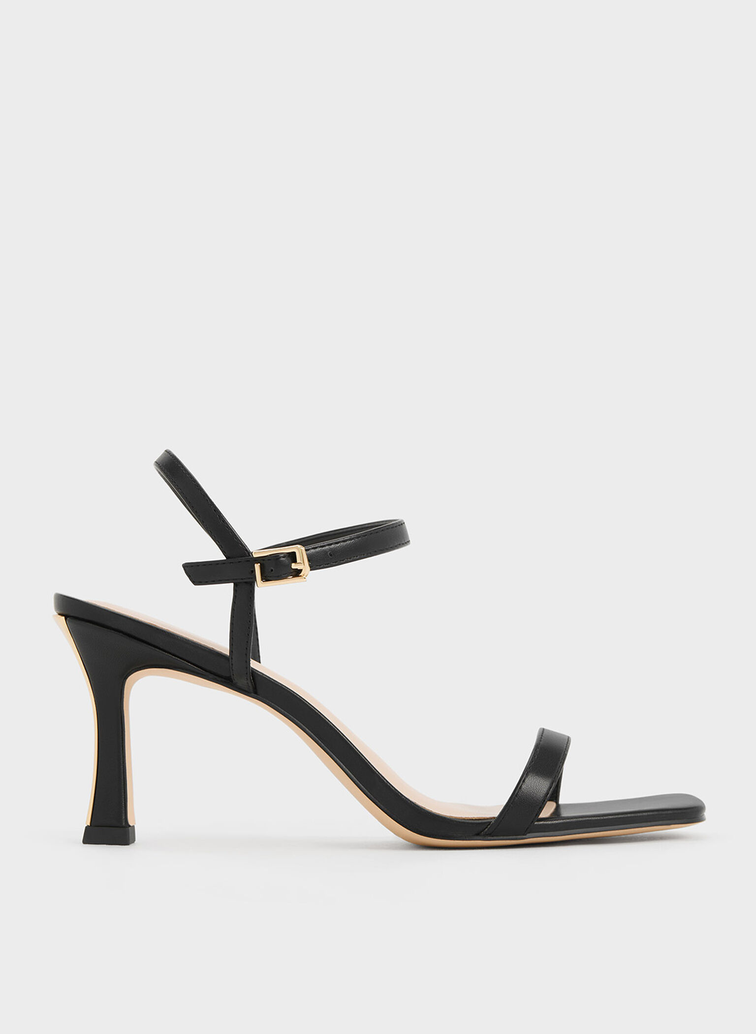 Square-Toe Heeled Sandals, Black, hi-res