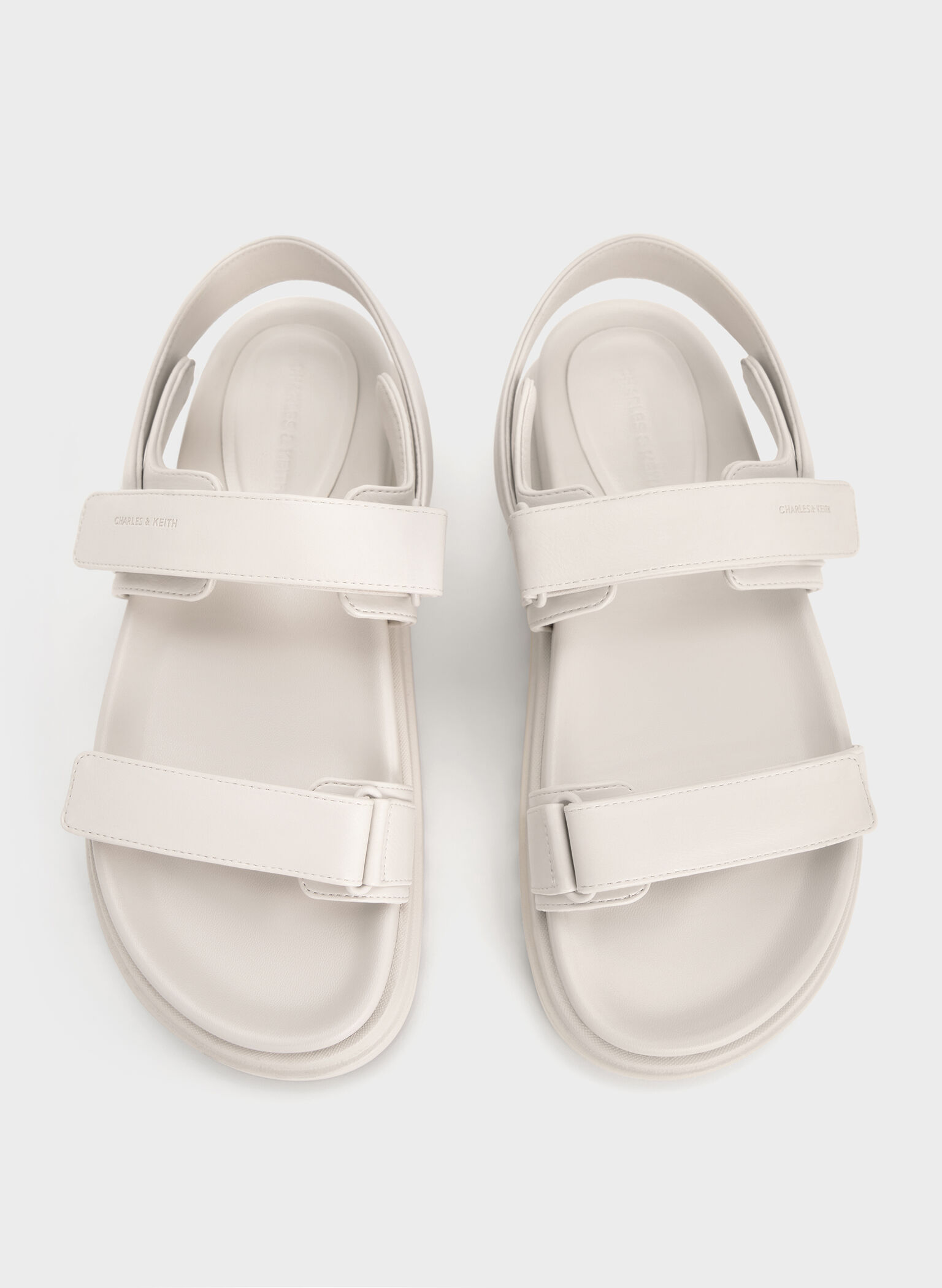 Double-Strap Ridged-Sole Flatform Sandals, Cream, hi-res