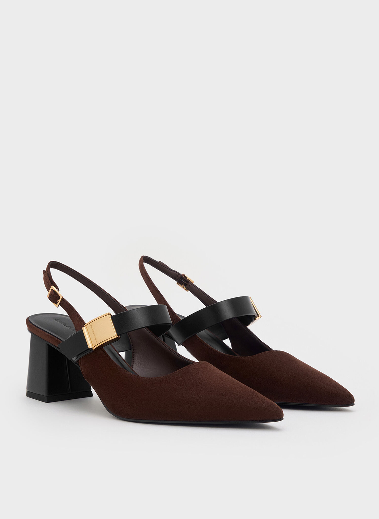 Yvette Faux Suede Mary Jane Slingback Pumps, Dark Brown, hi-res
