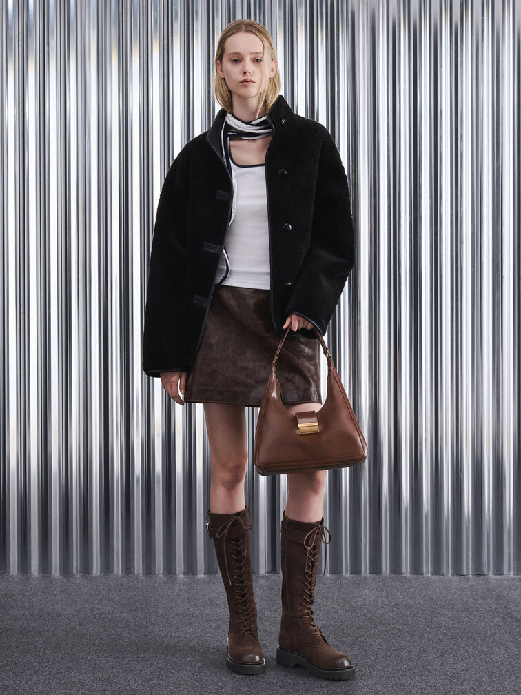 Charlot Hobo Bag, Dark Brown, hi-res