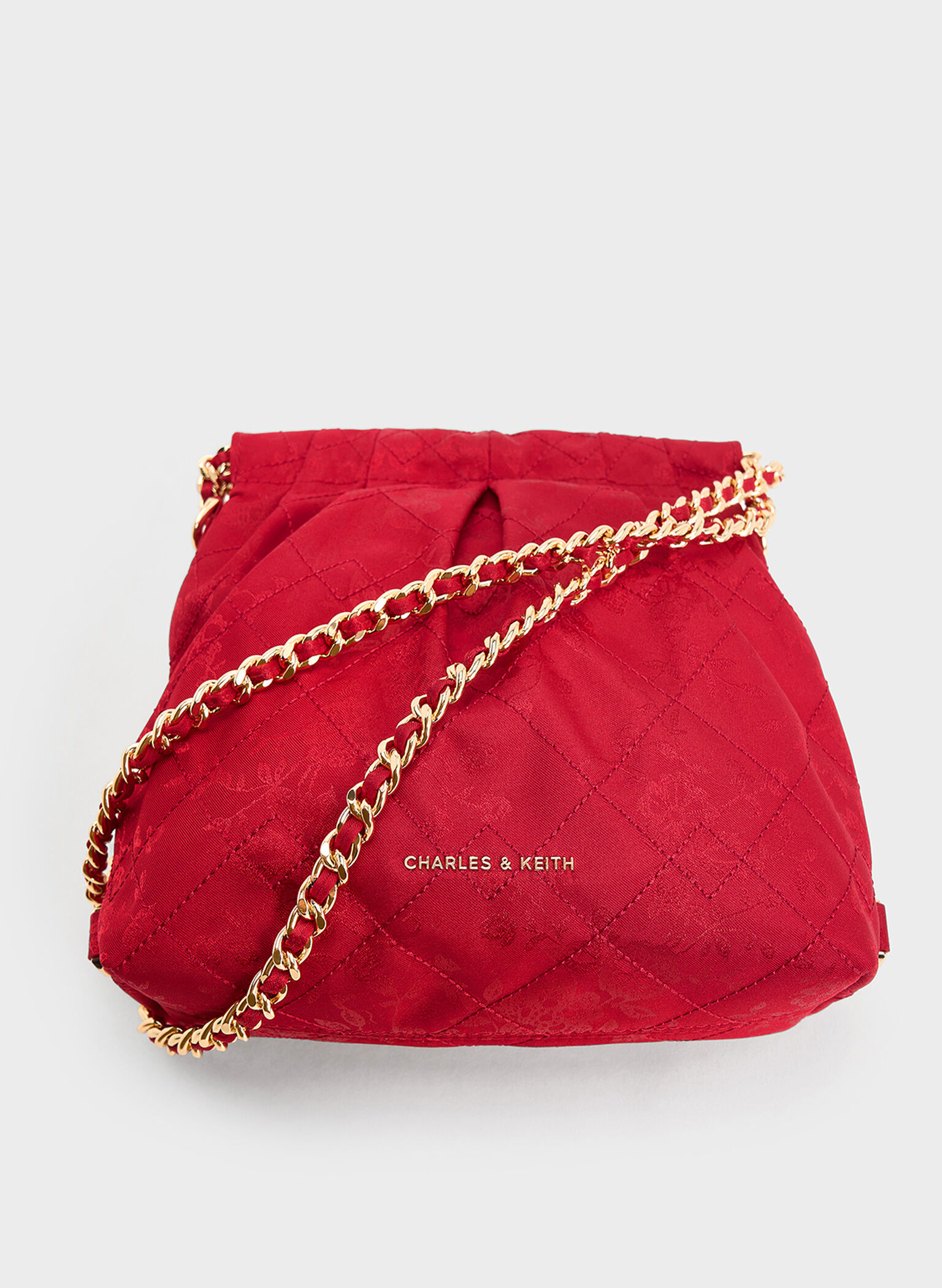 Duo Jacquard Chain-Handle Two-Way Backpack, Crimson Red, hi-res