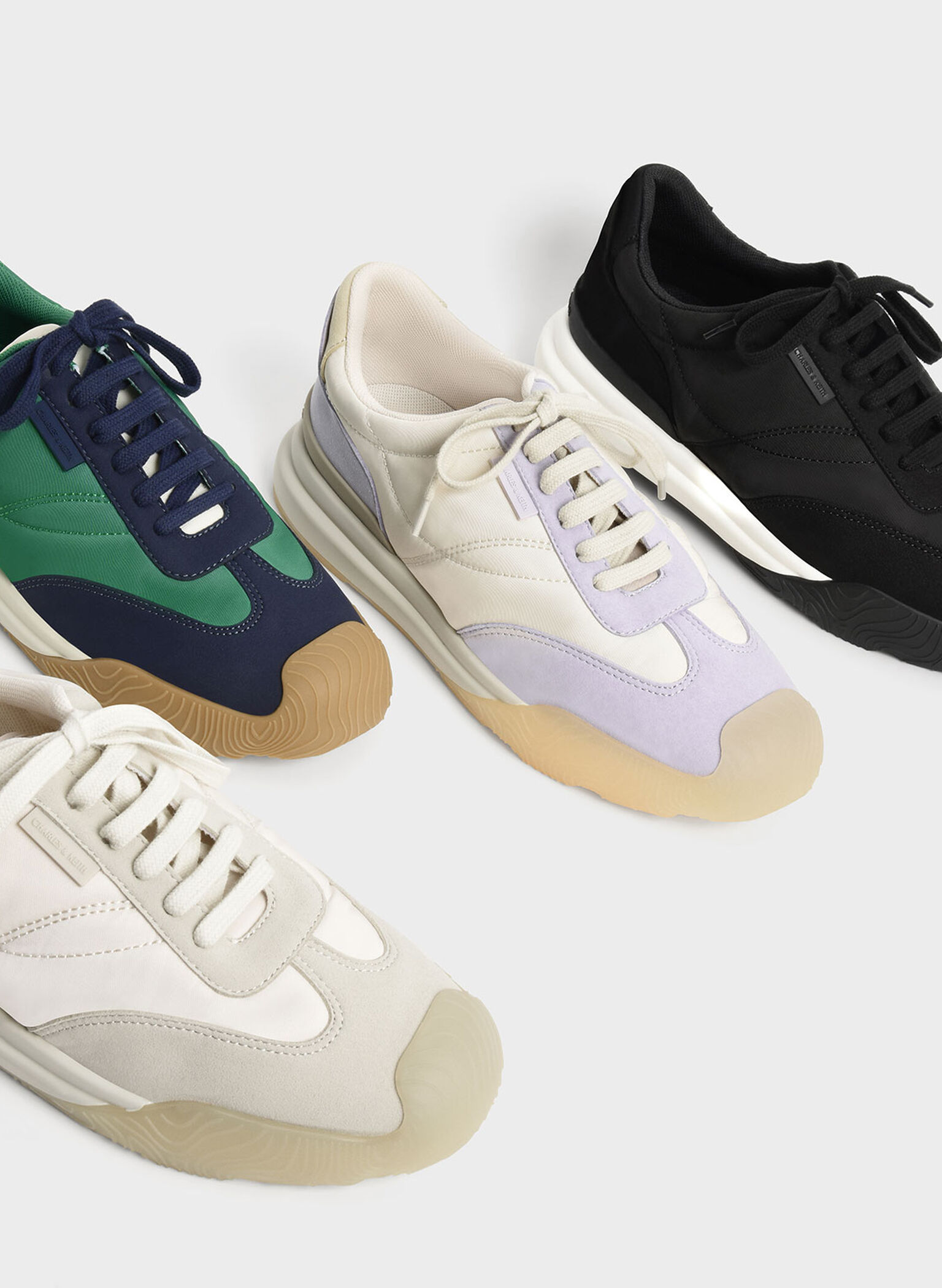Microfibre & Nylon Low-Top Sneakers, Lilac, hi-res