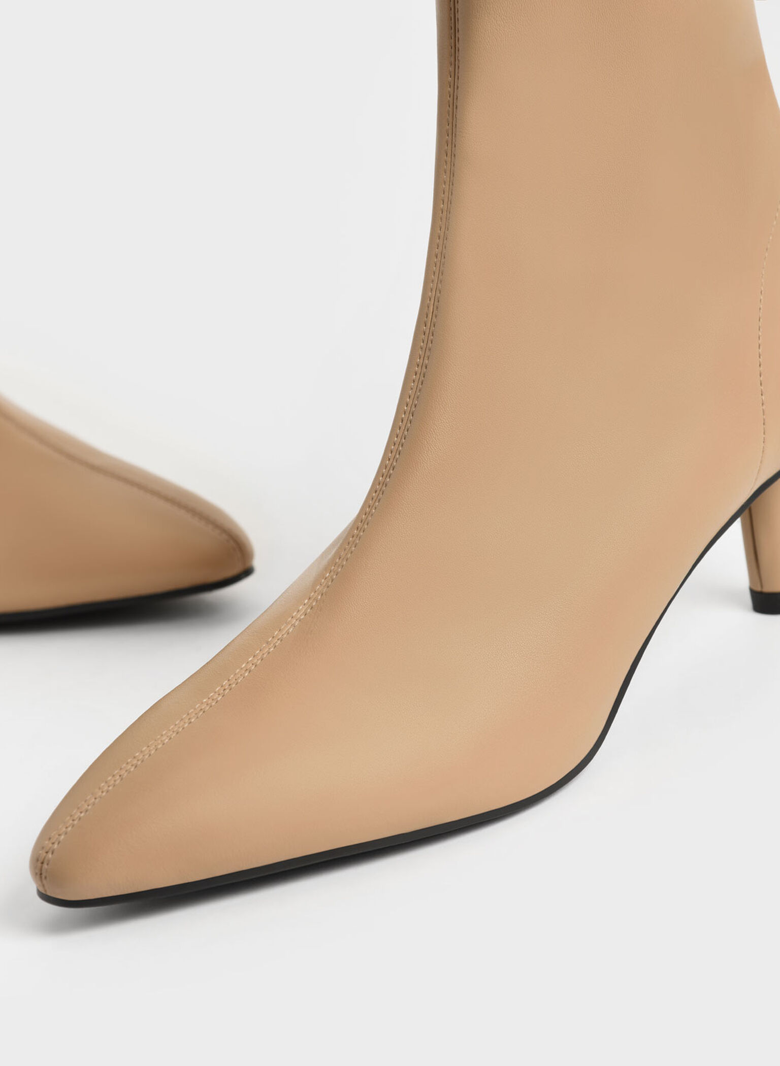 Cylindrical Heel Ankle Boots, Sand, hi-res