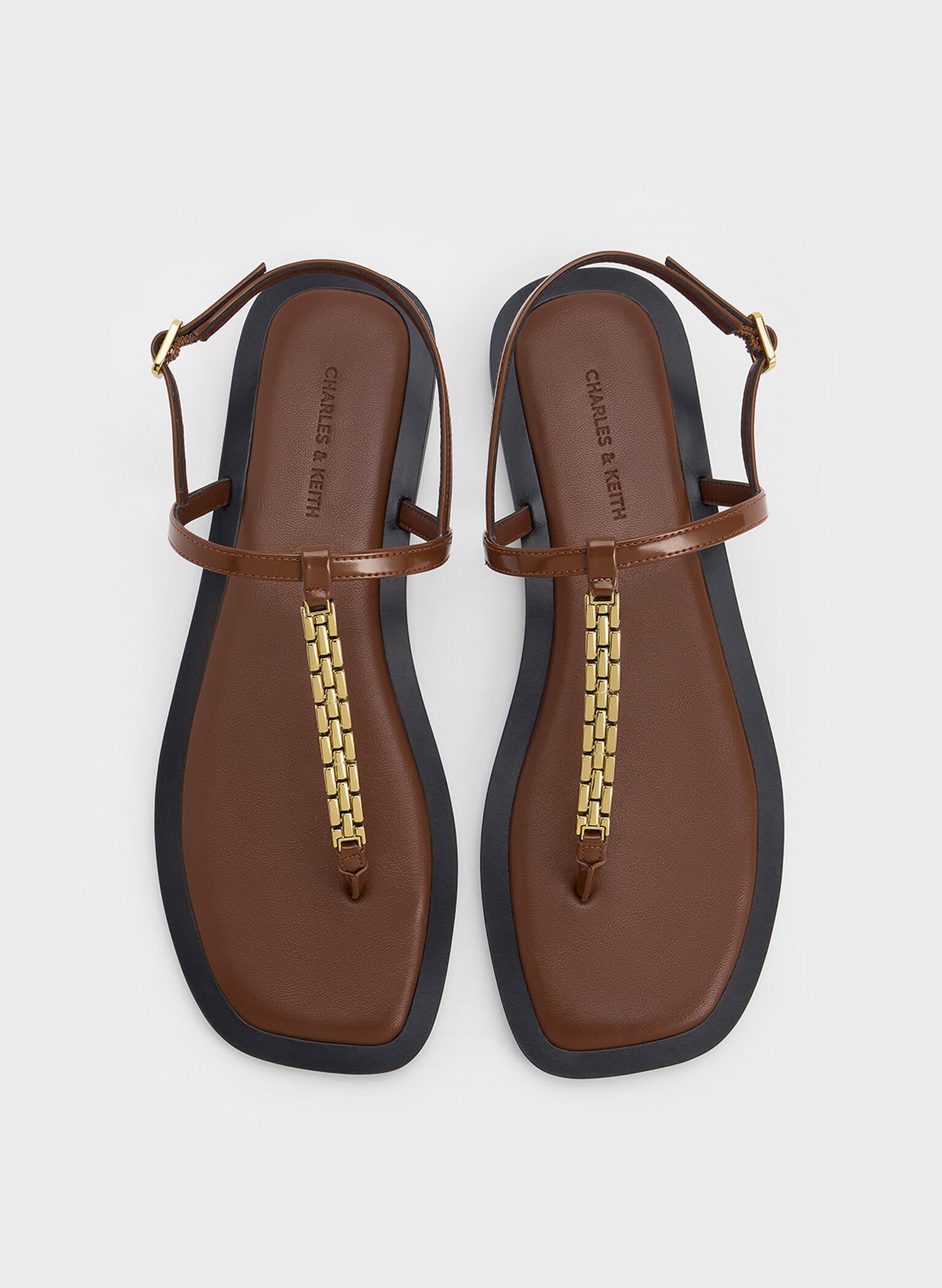 Chain-Link Thong Sandals, Brown, hi-res