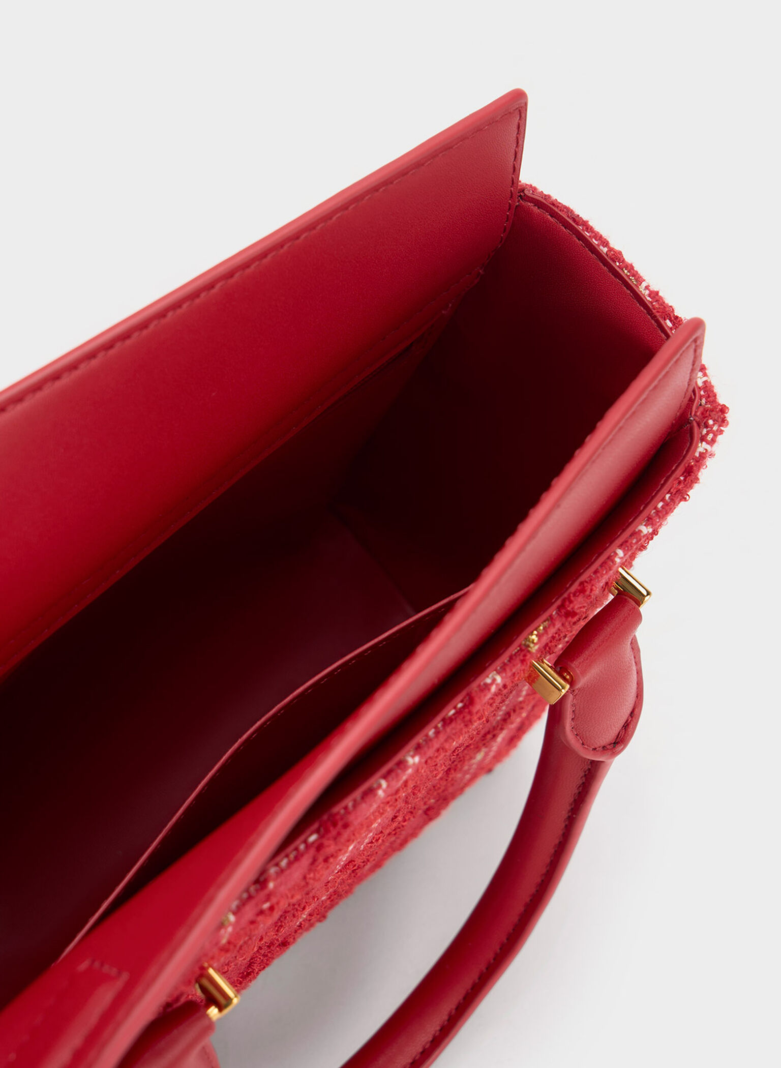 Georgette Tweed Square Tote Bag, Red, hi-res