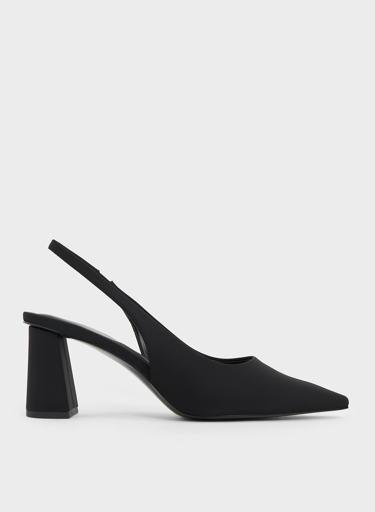 Teagan Elastane Trapeze Heel Slingback Pumps, Black, hi-res