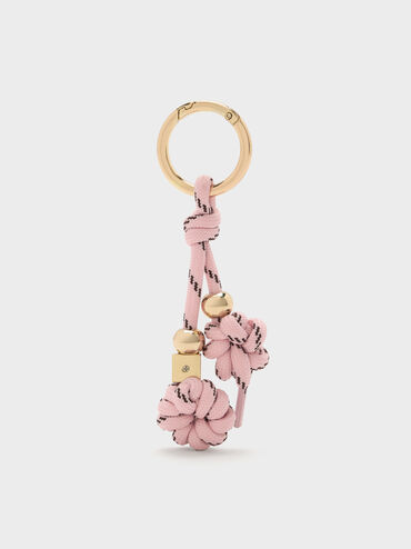 Knotted-Flower Charm, Pink, hi-res