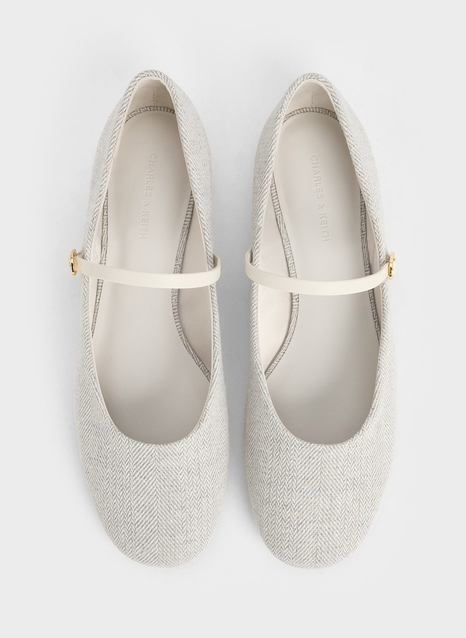 Gertrude Tweed Round-Toe Mary Janes, Light Grey, hi-res