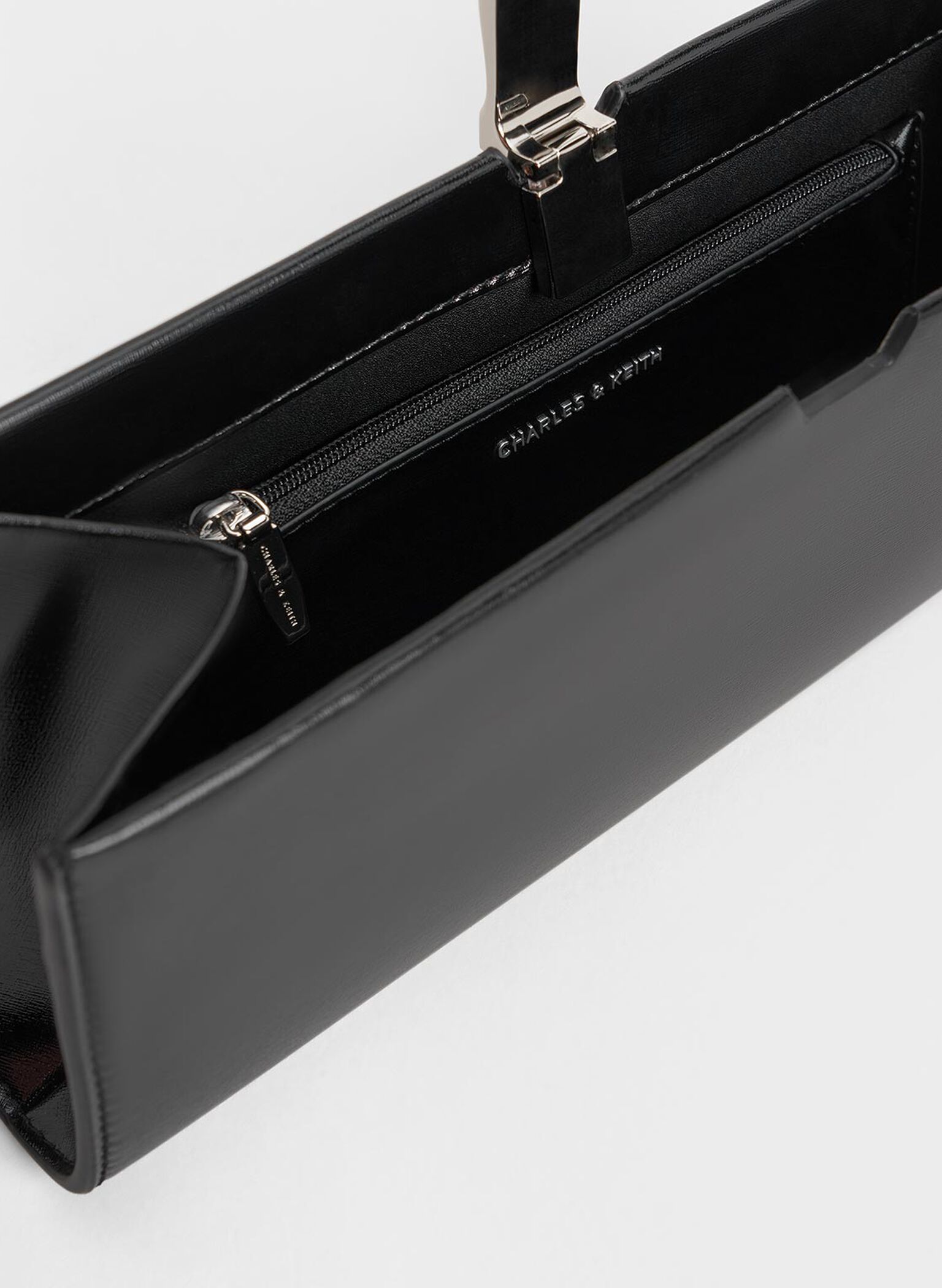 Wisteria Metallic-Accent Clutch, Noir, hi-res