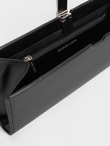 Wisteria Metallic-Accent Clutch, Noir, hi-res