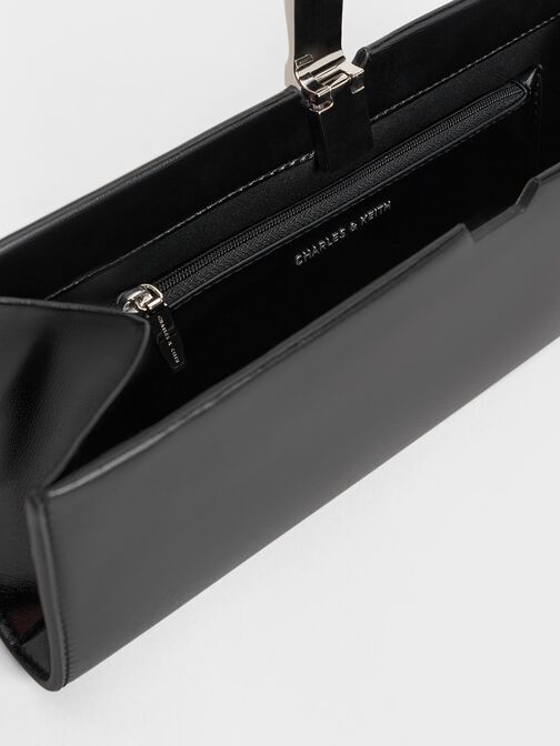 Wisteria Metallic-Accent Clutch, Noir, hi-res