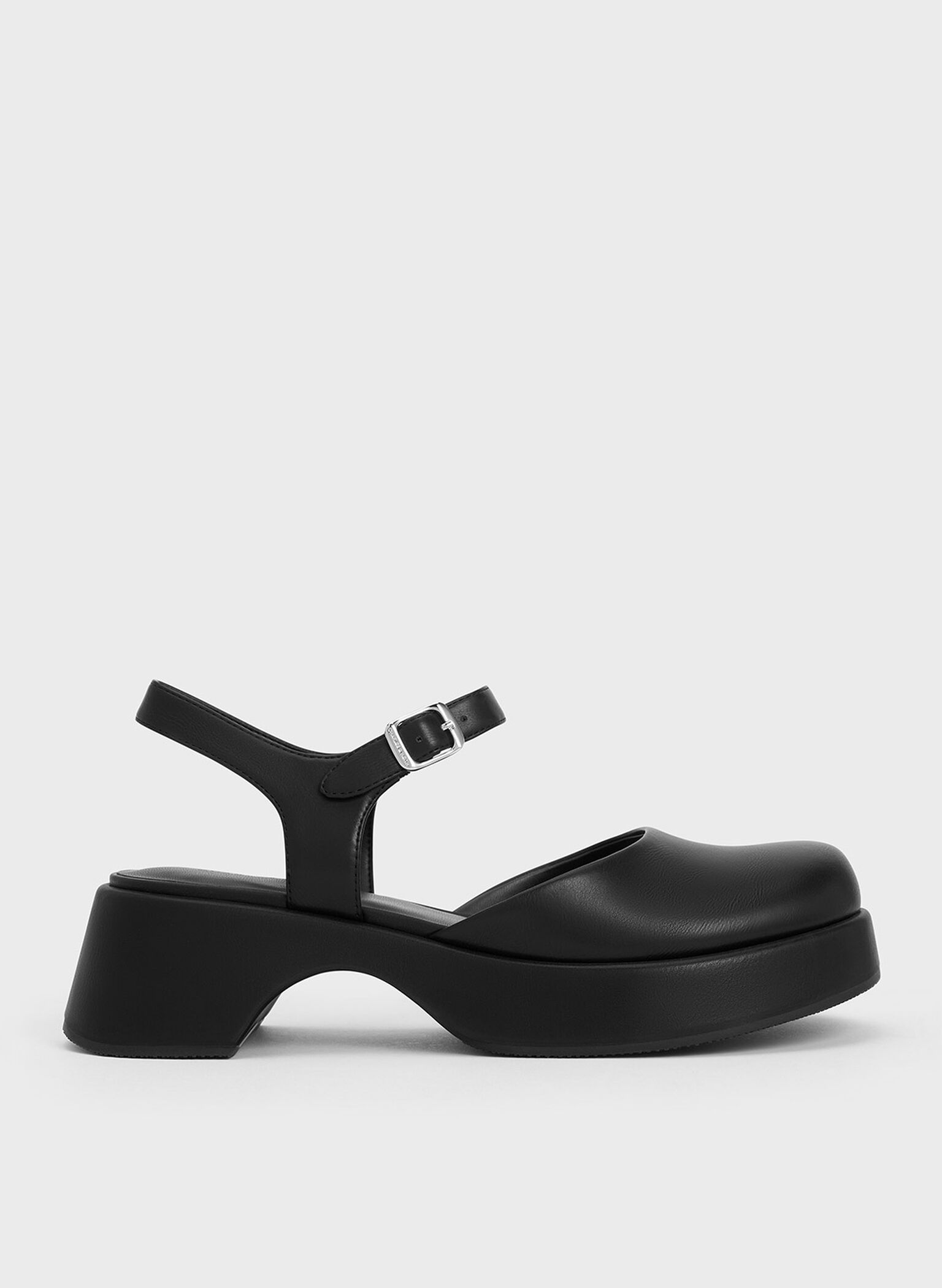 Nerina Ankle-Strap Platform Flats, Black, hi-res