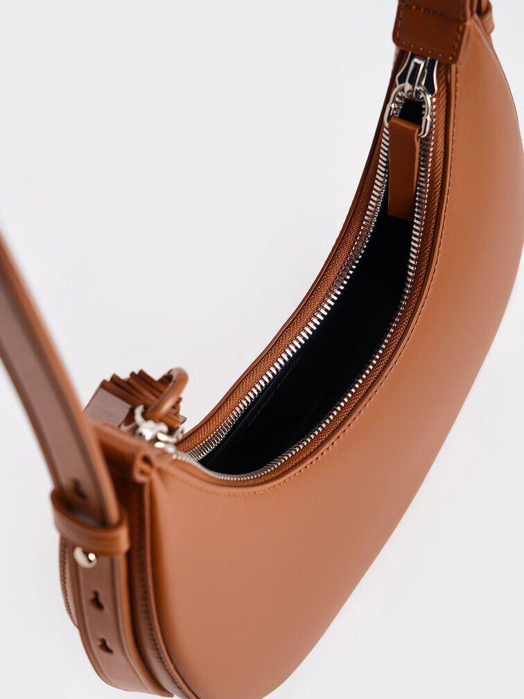 Carey Crescent Hobo Bag, Tan, hi-res