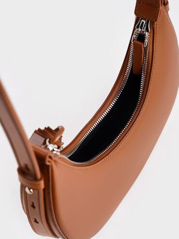 Carey Crescent Hobo Bag, Tan, hi-res