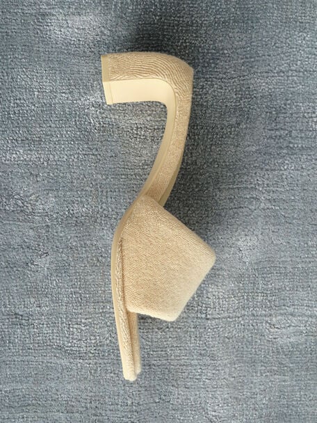 Loey Textured Curved-Heel Mules, Beige, hi-res