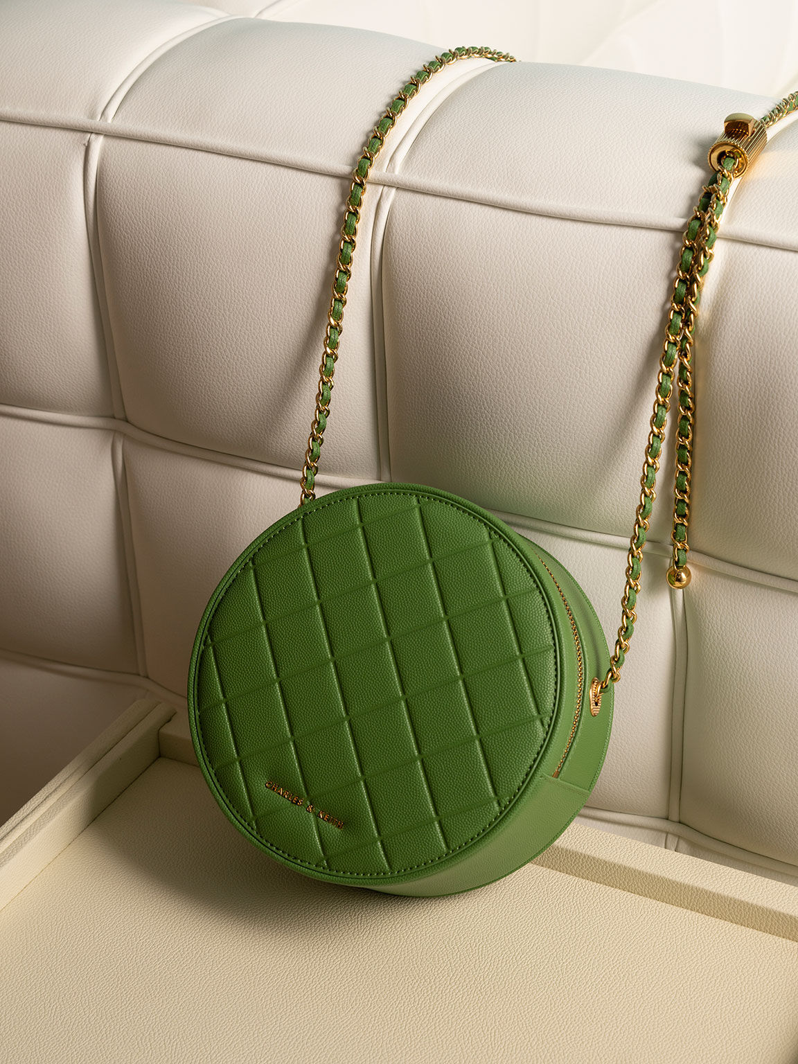 Green Kwan Quilted Circle Bag CHARLES KEITH UK