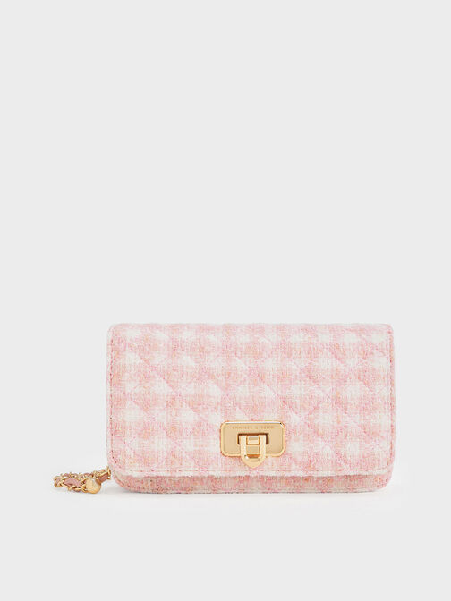 Cressida Tweed Push-Lock Clutch, Pink, hi-res