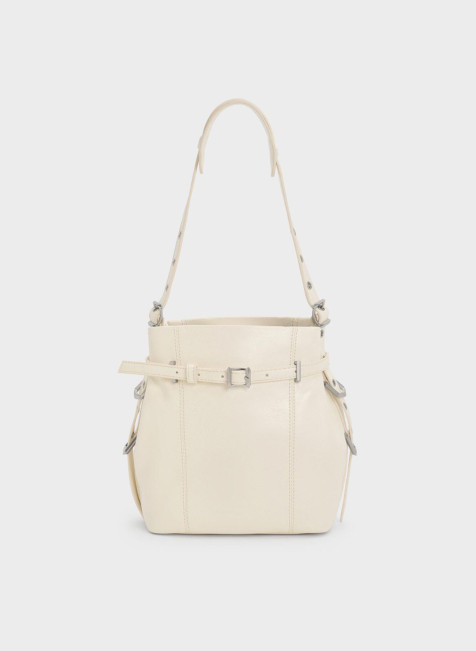 Bryna Belted Bucket Bag, Cream, hi-res