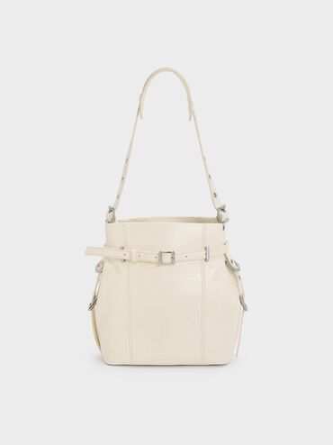 Bryna Belted Bucket Bag, Cream, hi-res