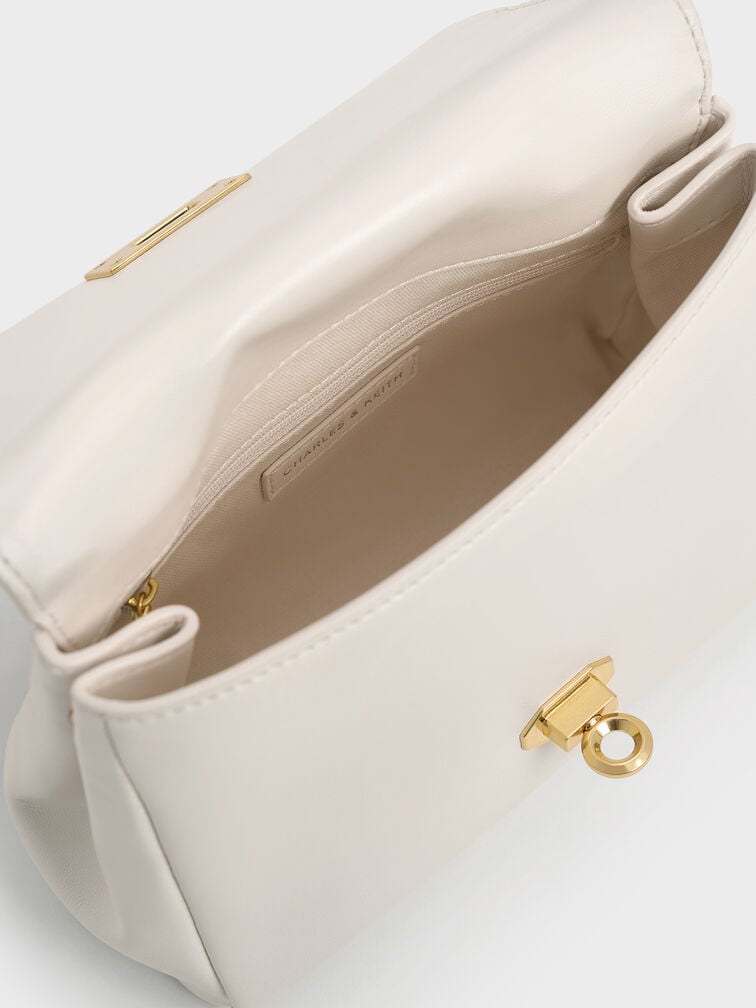 Lennie Chain-Strap Top Handle Bag, Cream, hi-res