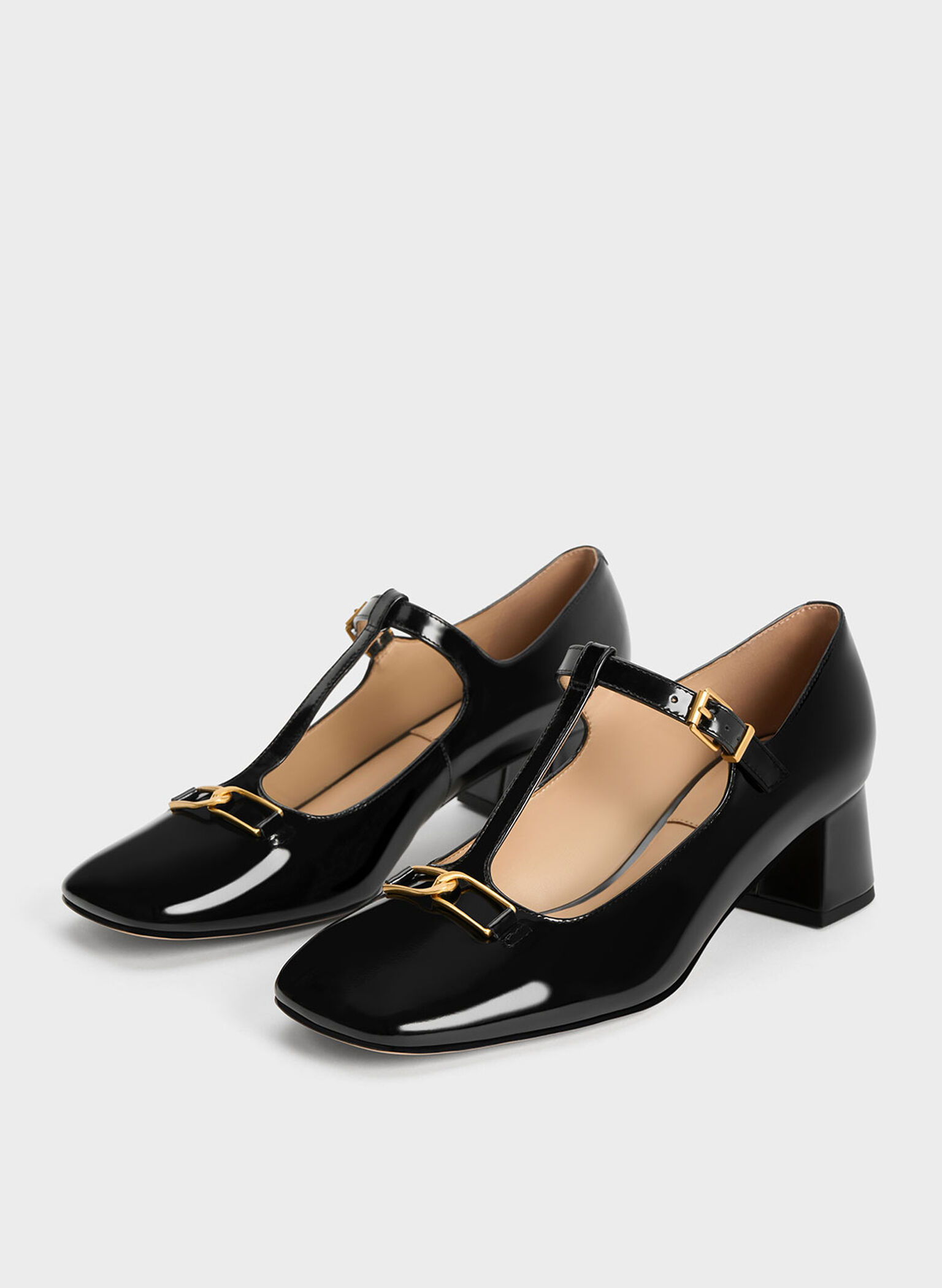 Gabine Leather T-Bar Mary Jane Pumps, Black Box, hi-res