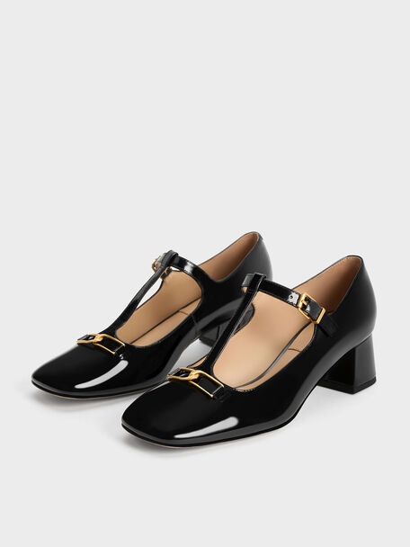 Gabine Leather T-Bar Mary Jane Pumps, Black Box, hi-res