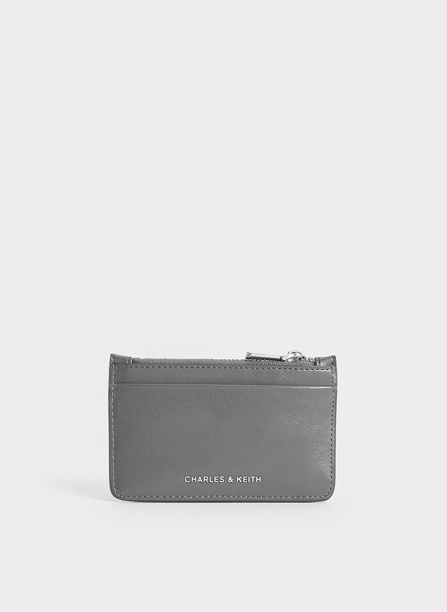 Donna Crinkle-Effect Panelled Card Holder, Grey, hi-res