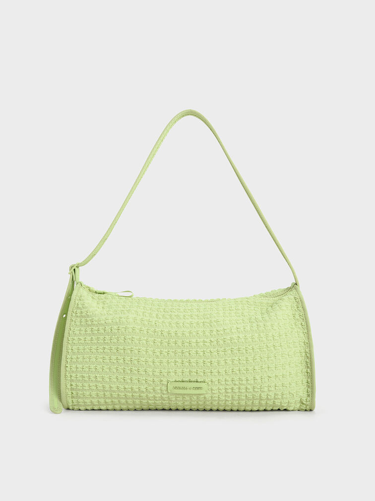 Textured Elongated Shoulder Bag, Zesty Green, hi-res
